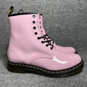 Dr Martens 1460 Patent Leather Boots Womens Size 11 Pink Lace Up Eyelets NEW